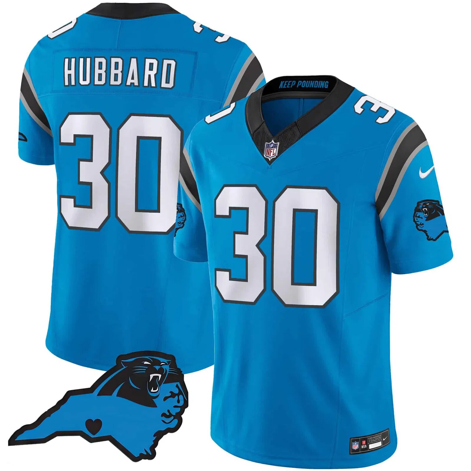 Men Carolina Panthers 30 Hubbard Light Blue 2024 Nike Vapor Limited NFL Jersey style 1